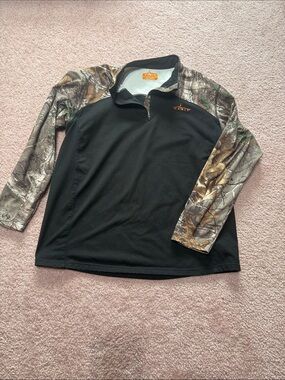 Habitat Kids' Black Quarter-Zip Pullover with Camo Sleeves